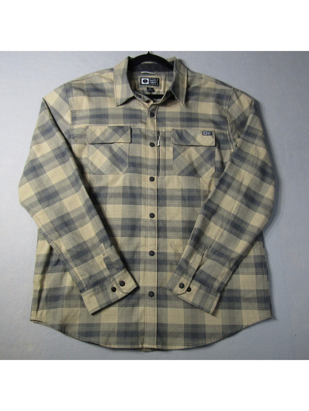 NWT Salty Crew Fathom LS Tech Flannel Shirt Men's XL Khaki